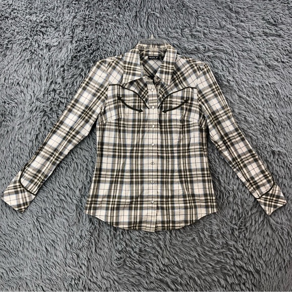 Allen B. Shirt Womens Small Pearl Snap Checkered Western Cowgirl Long Sleeve - Picture 1 of 10